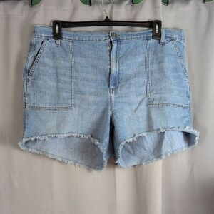 Aerie Light Blue Frayed Hem Jean Shorts